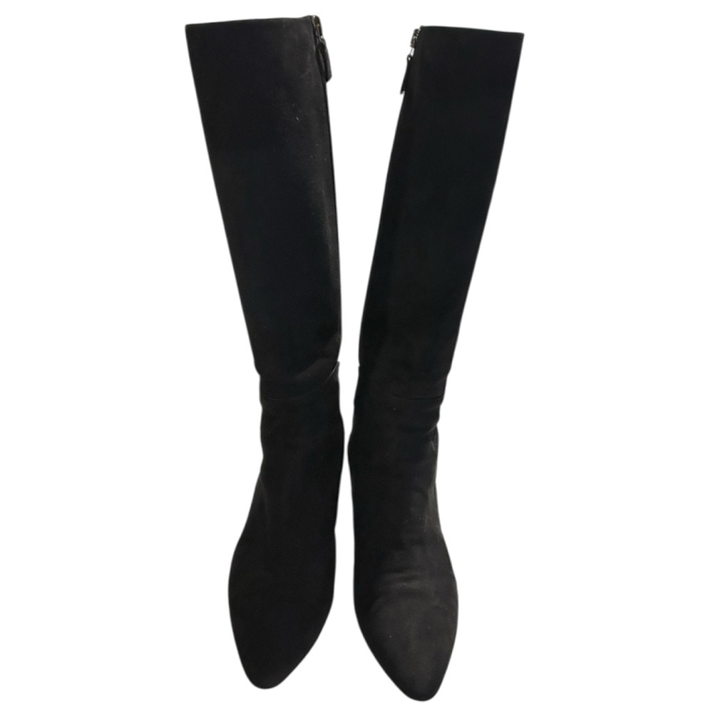 Aquatalia Women's Black Suede Size 8 Knee-High Riding Boots - Picture 2 of 12